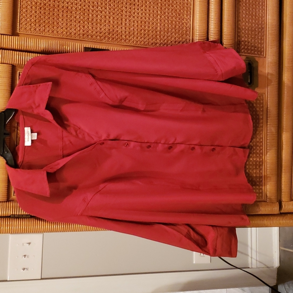 Dressbarn red size 3x long sleeve blouse with slimming detail